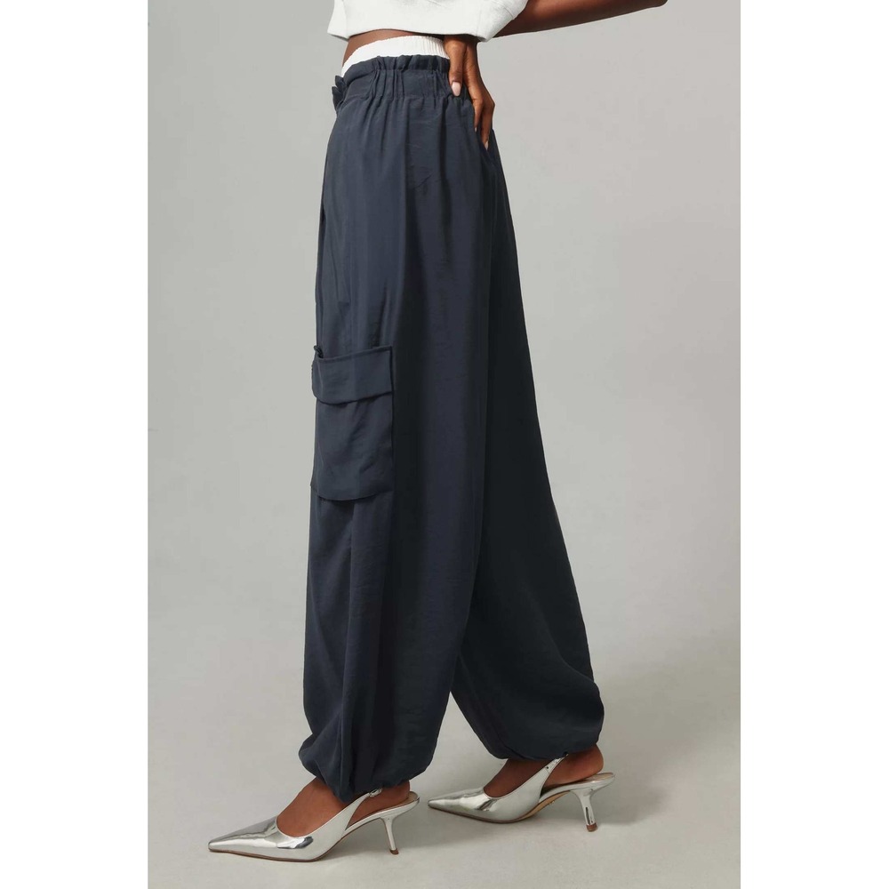 By Anthropologie Cargo Parachute Jogger Pants Small Utility Y2K Navy Streetwear
